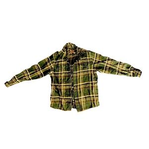 Orvis Flannel Shirt Jacket Men's Medium Green Plaid Overshirt Shacket Button Up
